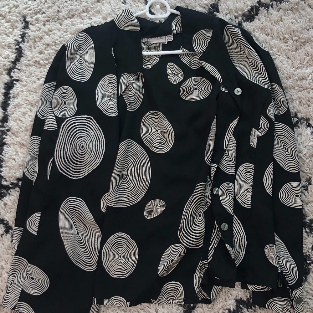 thrifted funky button up blouse